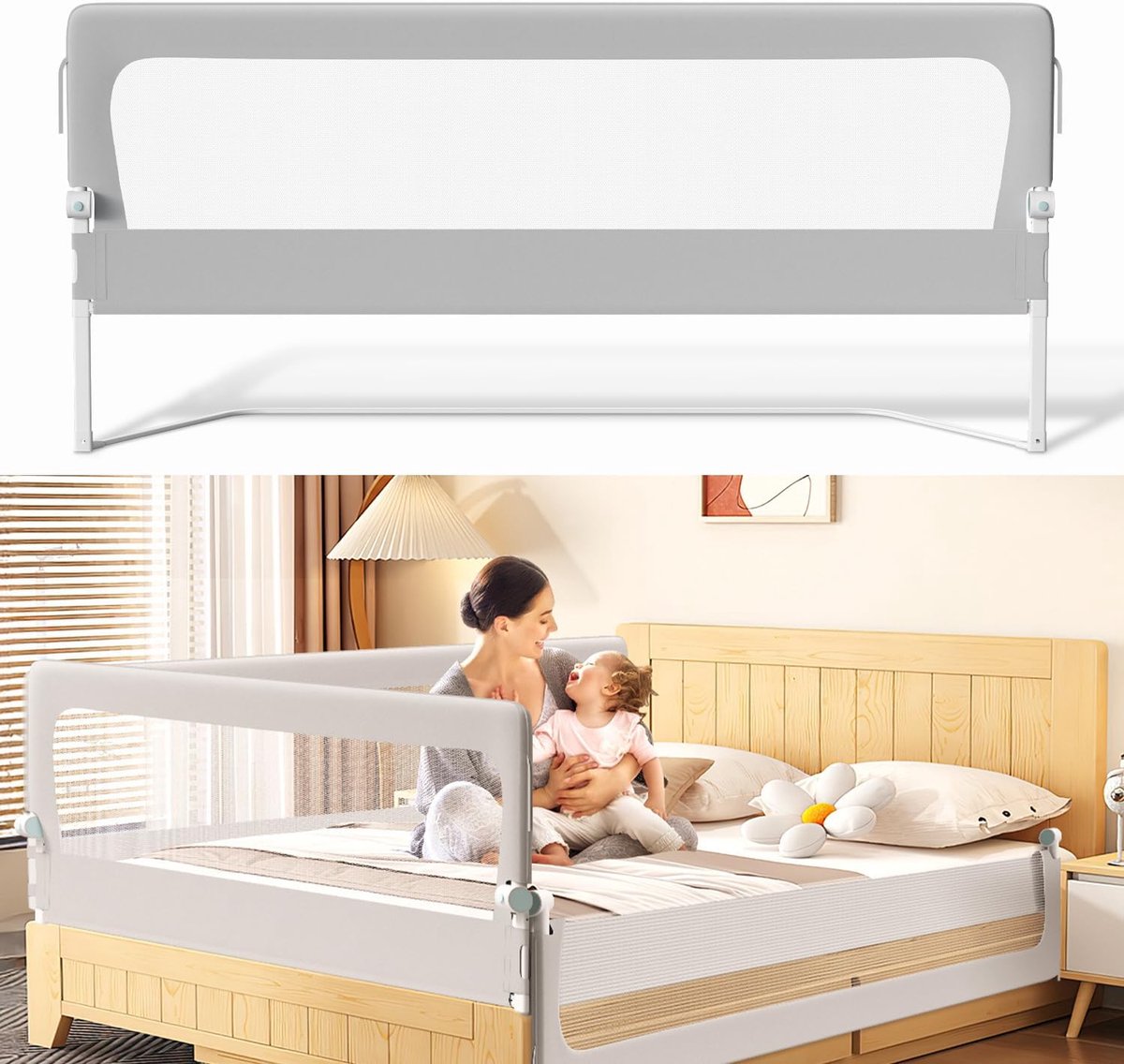Bedhek valbescherming 200 cm voor boxspringbed met U-basis