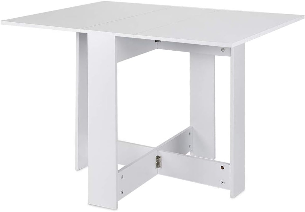 Inklapbaar, spaanplaat, melamine, woonkamer, tafel, 103 x 73,4 x 76 cm (wit)