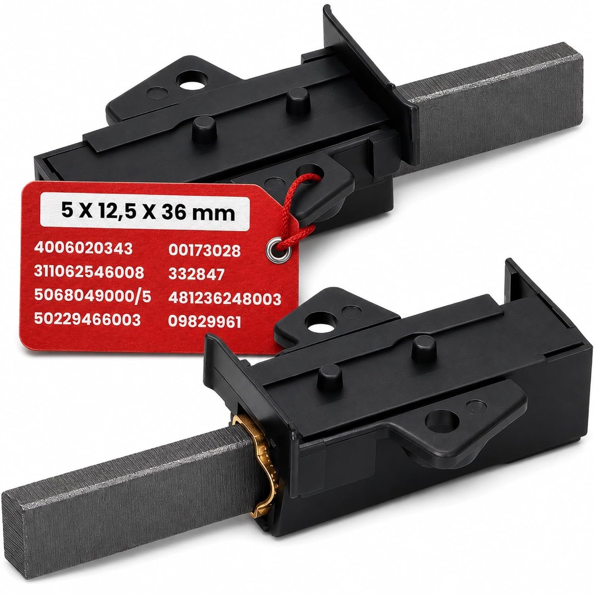 Set van 2 koolborstels (R) met originele code 4006020343 311062546008 5068049000/5 50229466003 voor AEG 00173028 voor Bosch voor Siemens 332847 voor Gorenje 481236244 8003 voor Bauknecht 09829961 voor