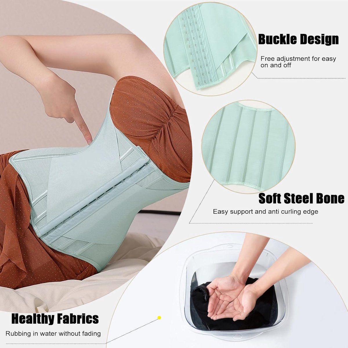 Korset voor dames, buikweg, tailletrainer dames, fitness, tailletrainer, buikwegriem, U-vormige
