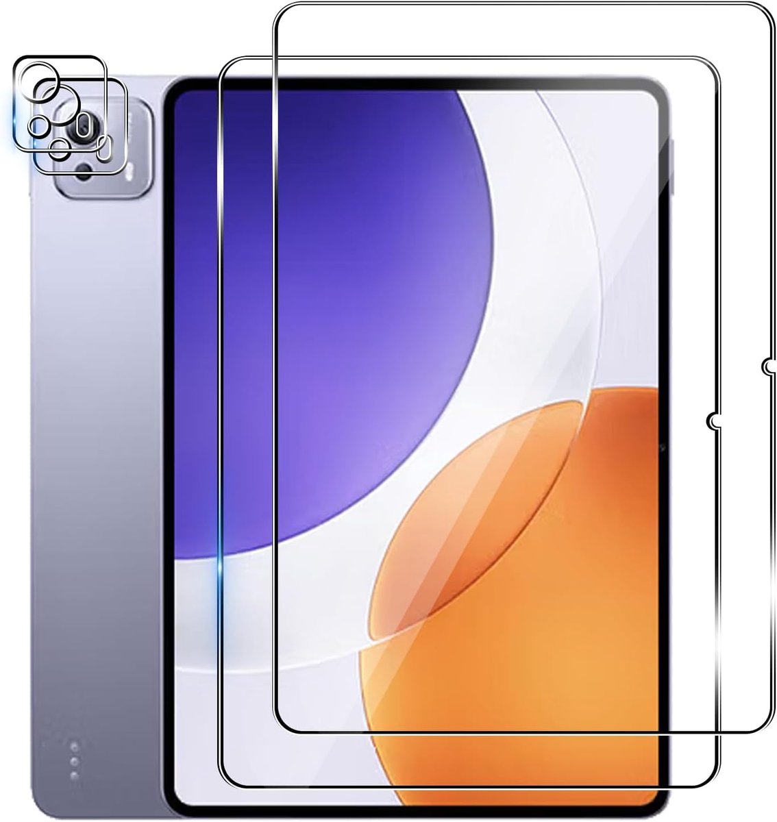 Displaybeschermfolie van gehard glas voor Xiaomi Pad 7S Pro, 2 stuks camerafolie en 2 stuks displaybeschermfolie, hardheidsgraad 9H displaybescherming, extreem duurzaam, zonder luchtbellen