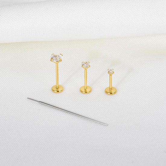 16G/18G/20G Tragus piercing helix labret conch piercing oor goud zilver chirurgisch staal neuspiercing steker medusa piercings lippiercing met kegelpiercing voor vrouwen mannen 6/8 mm — afbeelding 2