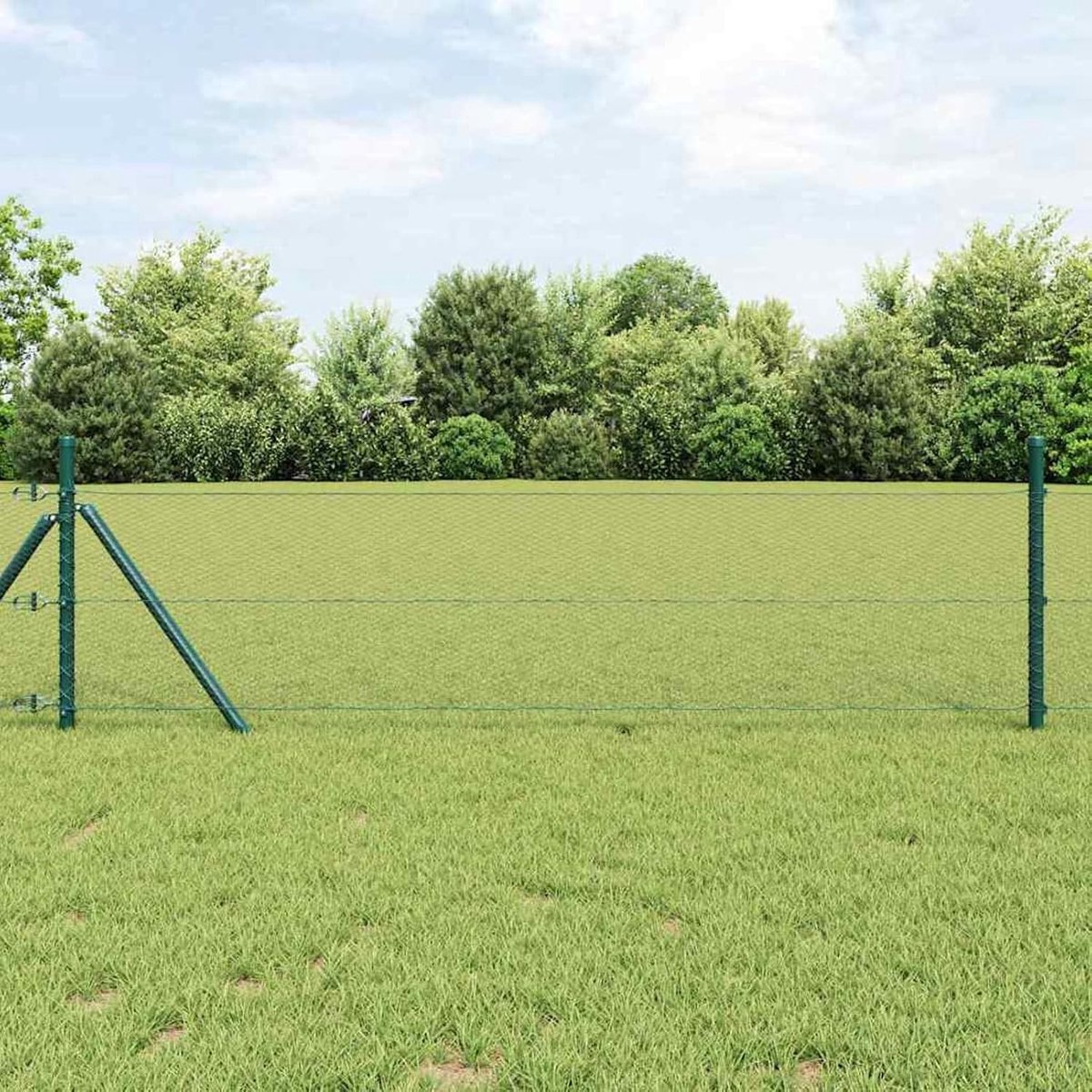 Zeshoekige omheining, grijs, 0,6 x 100 m, staal, hekpalen 13 stuks, groen, Ø 32 mm, 100 cm, verzinkt staal, mobiele omheining, tuinhek voor tuin, binnenplaats, kippenhek, konijnenhok