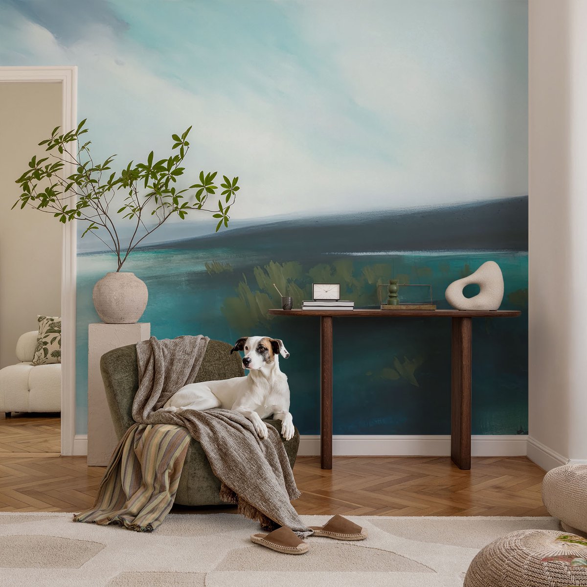 Coloray Vliesbehang - Grijs Snellijm Behang - 104x70 cm - Waterharmonie Fotobehang Vlies - Hal behang Landschappen - Muurschildering - Hal behang