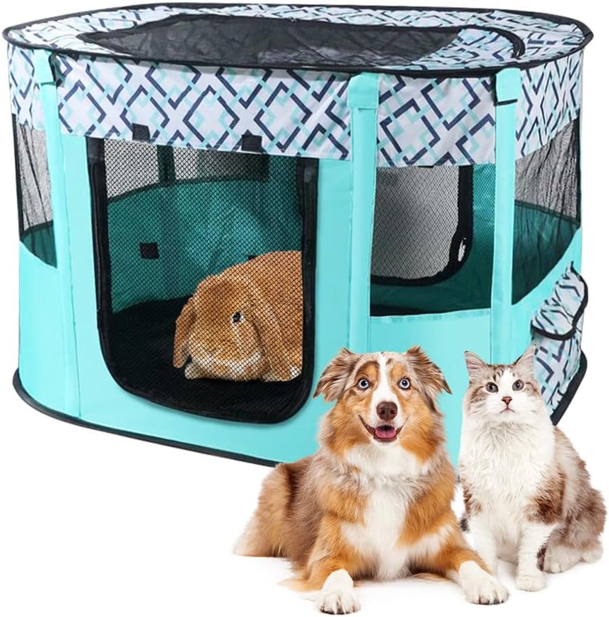 Dierenren opvouwbaar voor honden, puppyren Oxford-weefsel, hondenhok, puppyuitloop, rechthoekige tent voor honden, konijnen, cavia's, katten, voor binnen of buiten, 70 x 55 x 40 cm