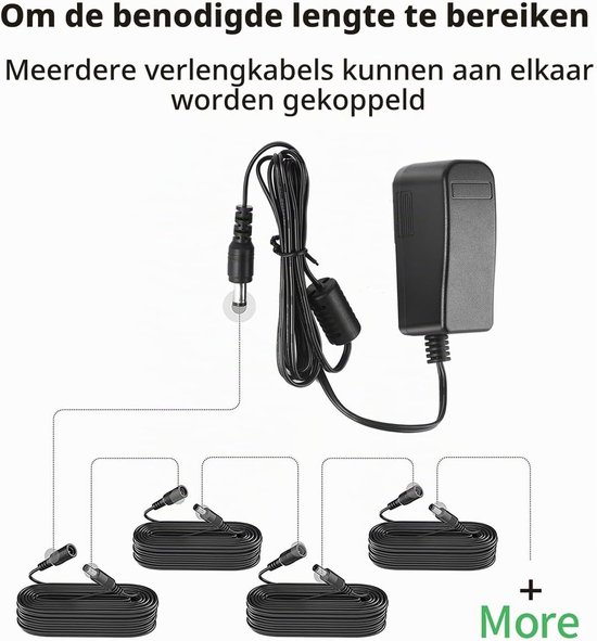 Power Verlengkabel 10M (33ft), 2.1mmx 5.5mm Vrouwelijk naar Mannelijk 12V DC Verlengkabel voor Tapo C110, C211, C510W, TC70 Camera's, Router, LED Strip Light, CCTV Camera's, DVR/NVR — afbeelding 4