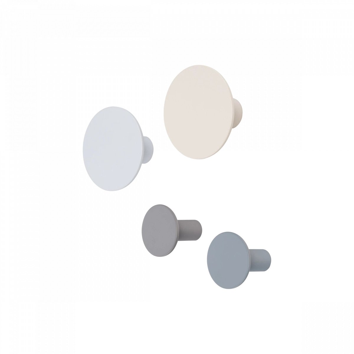 Blomus Ponto wandhaken set van 4: warm grey, tradewinds, micra chip & moonbeam