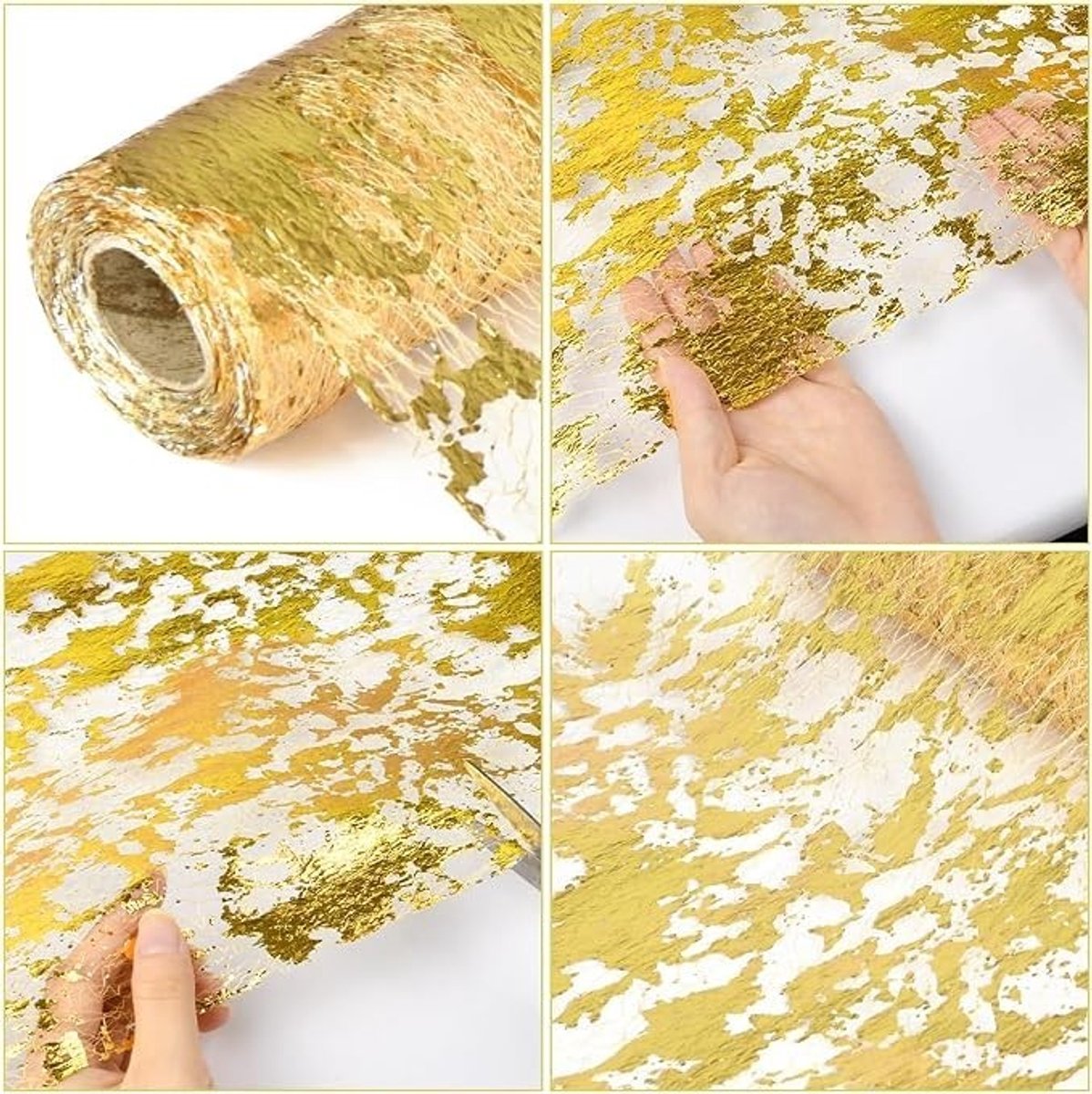 Livatto Gouden Metallic Tafelloper 10 m x 28 cm – Glanzende Pailletten Decoratie voor Feest, Bruiloft en Kerst