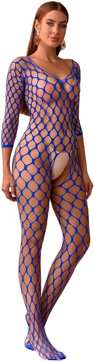 Dameslingerie, sexy visnet, lingerie, netkousen, lange mouwen, babydoll-partyjurk, eenheidsmaat, panty, stretch, broekpak