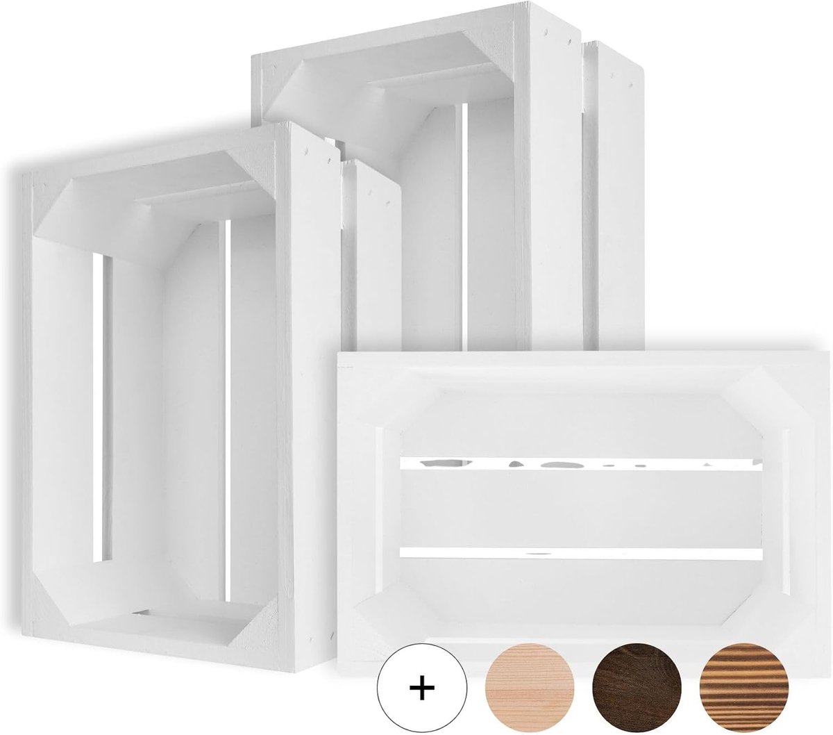 Deco 3 x Natuurlijke Houten Kist Witte | 30 x 20 x 15 cm
