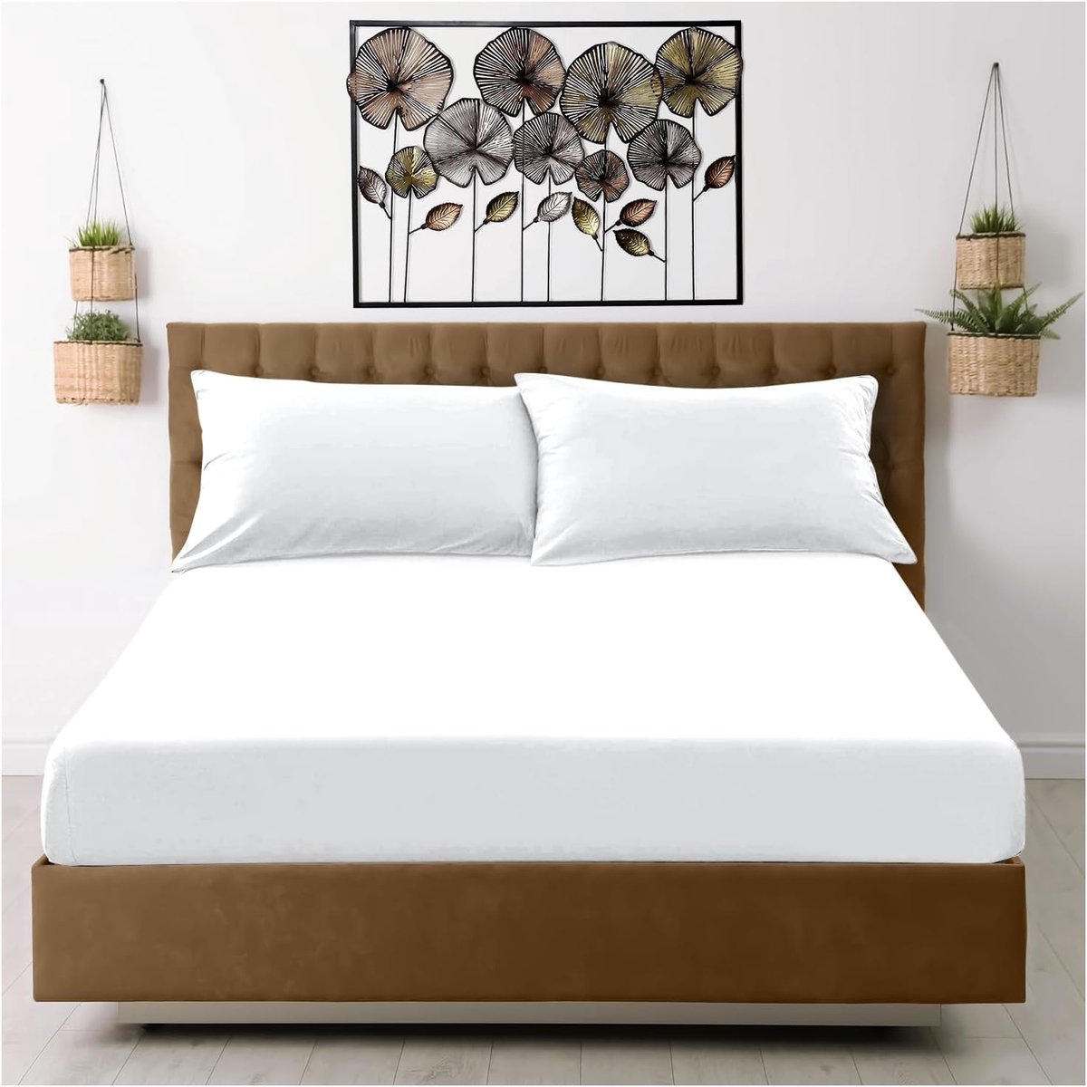 Hoeslaken, tweepersoons - effen lakens met diepe hoeken, 25 cm - krimp-, vervagings- en kreukbestendig onderlaken, wit tot matras (137 x 193 cm) - machinewasbaar