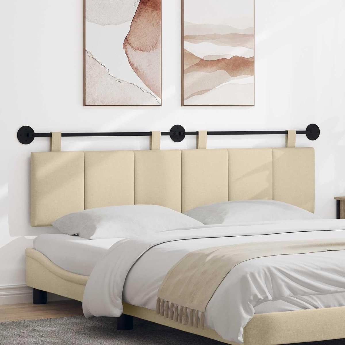 Crème, gewatteerd, 170x55x5 cm, stoffen