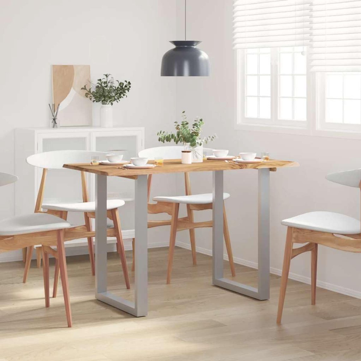 Acaciahout industriele stijl met stalen poten 118x58x76 cm