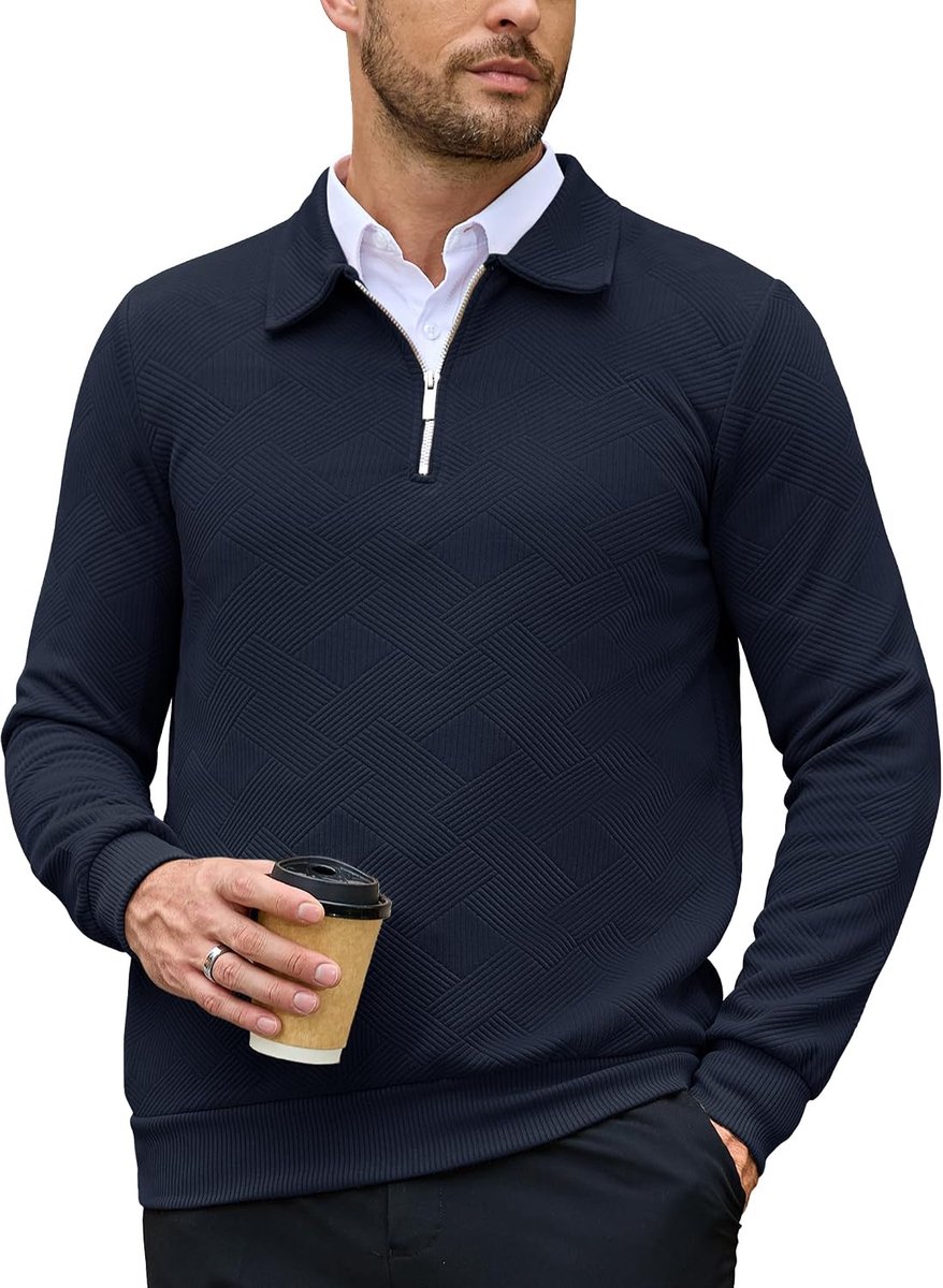 Sweatshirt met ritssluiting voor heren, zonder capuchon, wintertrui
