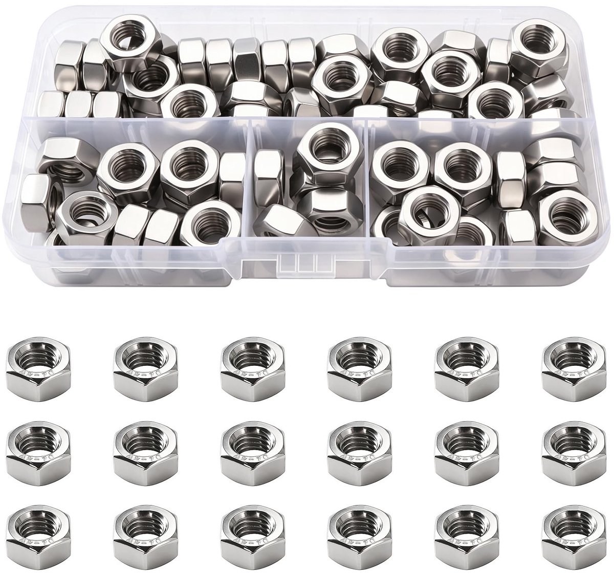70 Stuks M8 304 Roestvrijstalen Zeskantmoeren, Metrische Zeskantmoeren, voor Meubels, Auto's, Industrie en Bouw