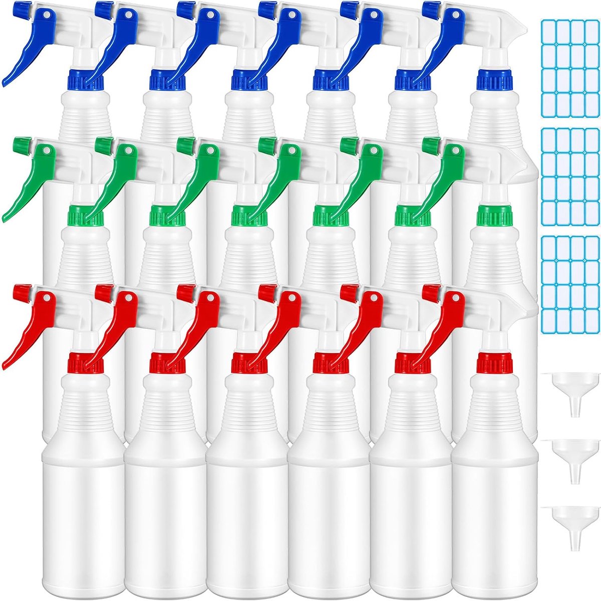 18 stuks plastic spuitfles 16 oz lege navulbare spuitflessen voor reinigingsoplossing, lekbestendige waterspuitfles met verstelbare spuitmond mist/streammodus voor planten, huisdieren, keuken en