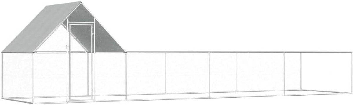 Groot kippenhok voor buiten, van verzinkt staal, 8 x 2 x 2 m, metalen kippenhok voor de tuin, kippenhok van verzinkt staal, kippenhok, kippenhok, kippenhok, kippenhok, kippenhok, eenden, 8 x 2