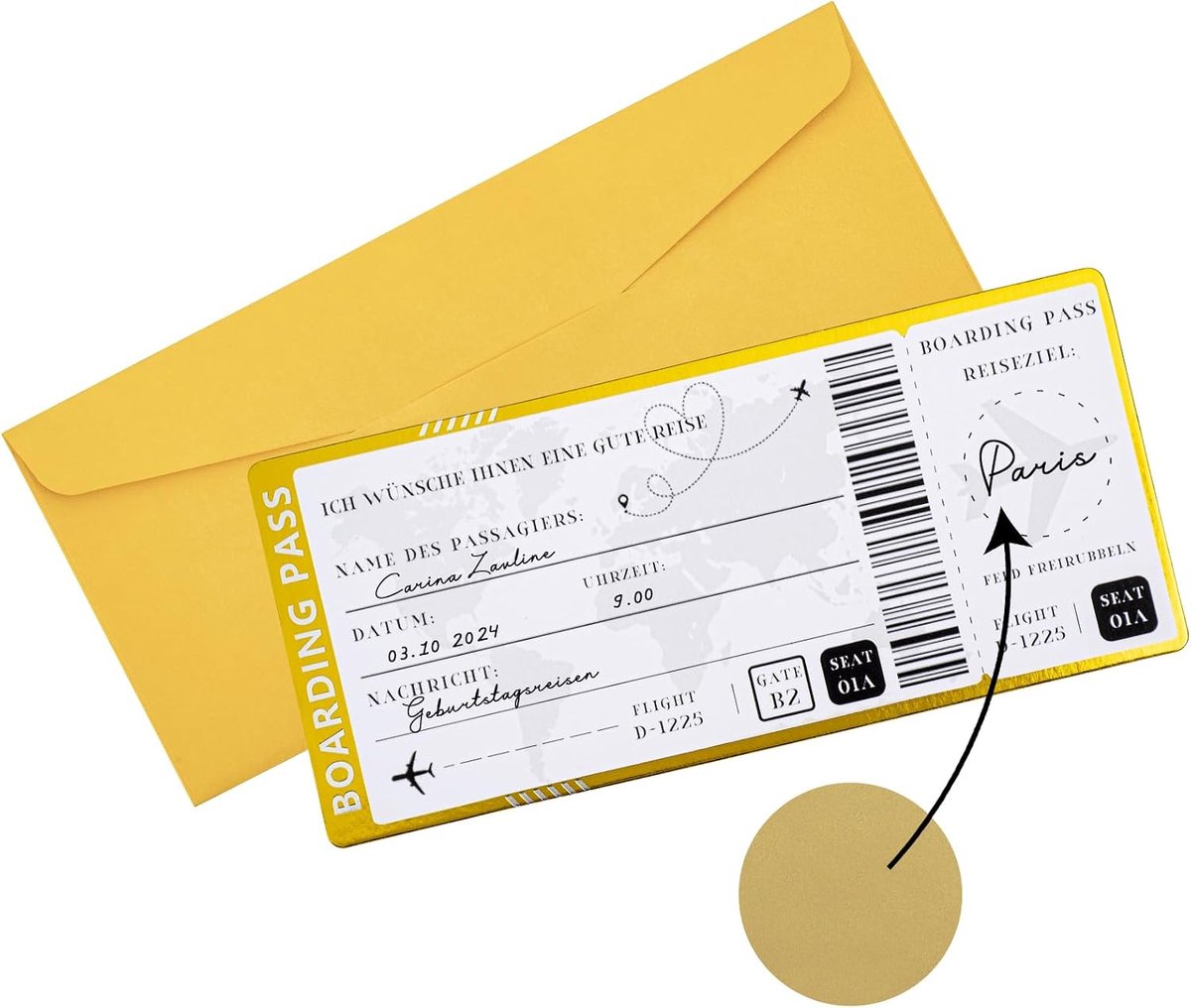 ticket reisvoucher vliegticket met krasstickers, instapkaart om te beschrijven met enveloppen, unieke reiscadeauverpakking voor Valentijnsdag, verjaardag, cadeau voor vriendinnen