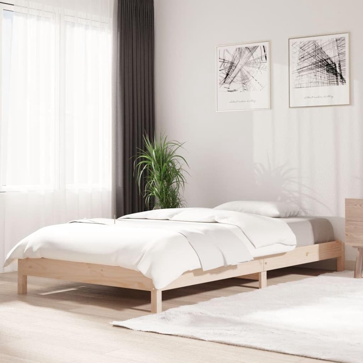 Grenenhout stapelbaar eenvoudig naturel 90x190 cm
