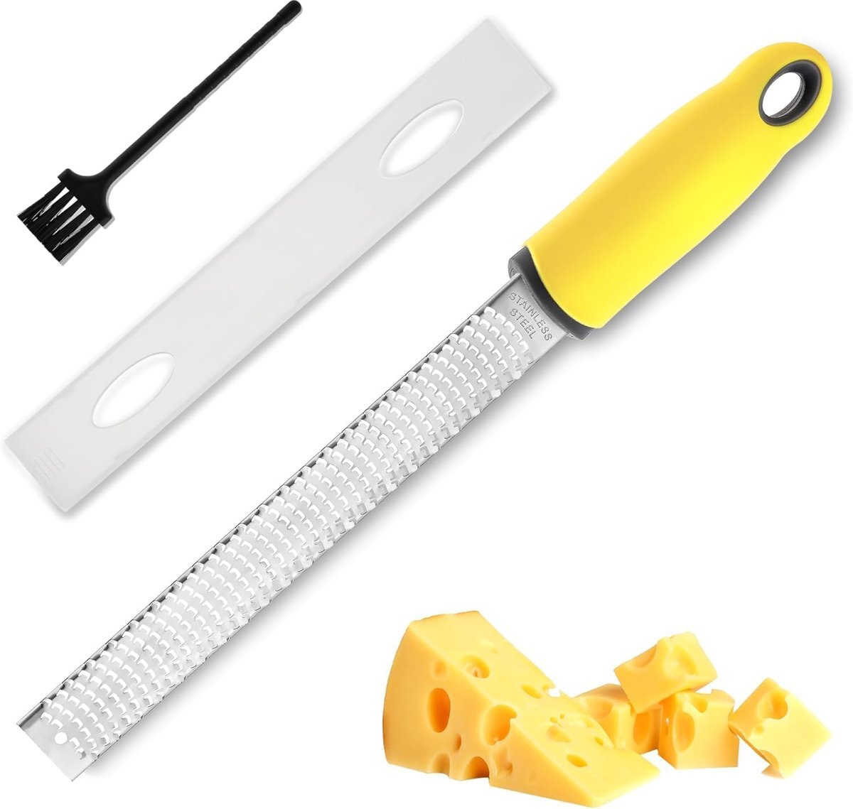 Scheurpers voor de keuken, gember, knoflook, nootmuskaat, knoflook, sinaasappel, chocolade, groenten, fruit, scherp lemmet van roestvrij staal + beschermhoes, oranje