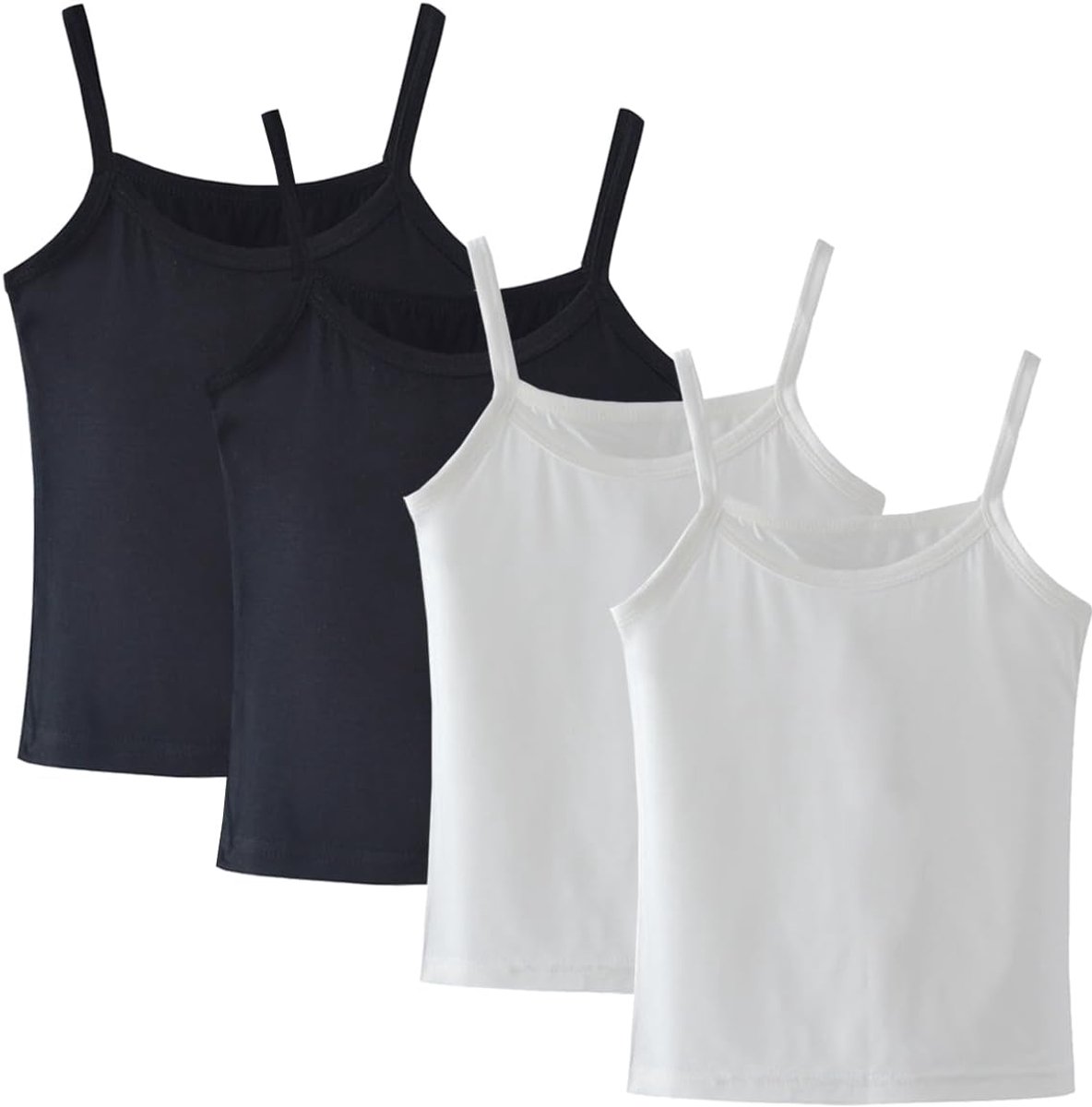 Set van 4 klassieke, solide camisole-onderhemden voor kinderen van 2-10 jaar, peutermeisjes, katoenen racerback tanktop, multipack