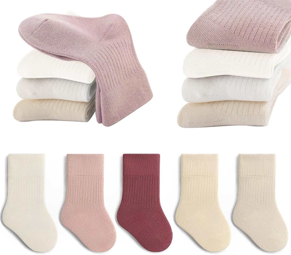5 Paar Peuter Crew Sokken Zachte Katoenen Elastische Solid Kleuren voor Baby kinderen Jongens Meisjes