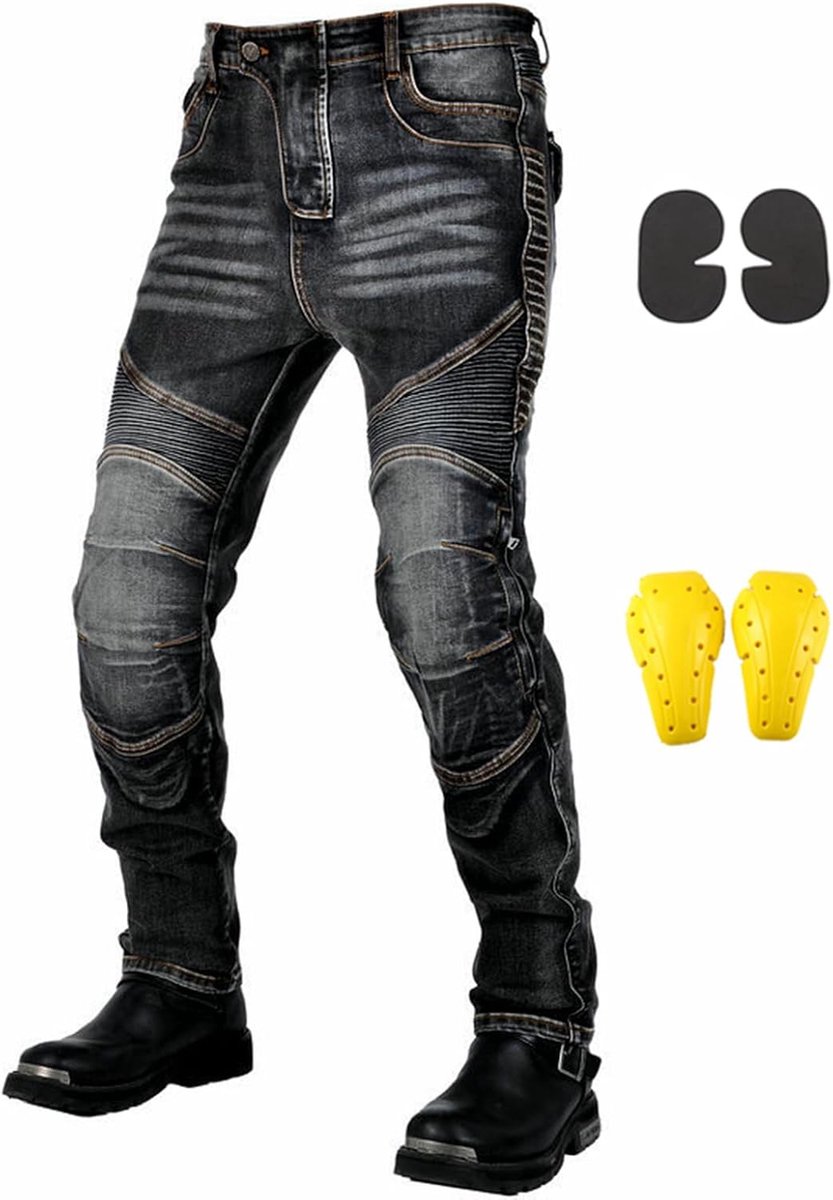 Motorbroek voor heren, motorjeans met beschermers, aramidevezel jeans voor heren, motorfiets, motorbroek met dijbeenzakken