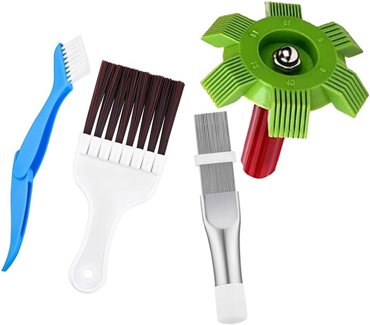 Reinigingsset voor wasdroger, reinigingsborstel voor droger, radiator, set met 4 borstels, voor het reinigen van drogers en airconditioning, filter en spoel voor koelkast