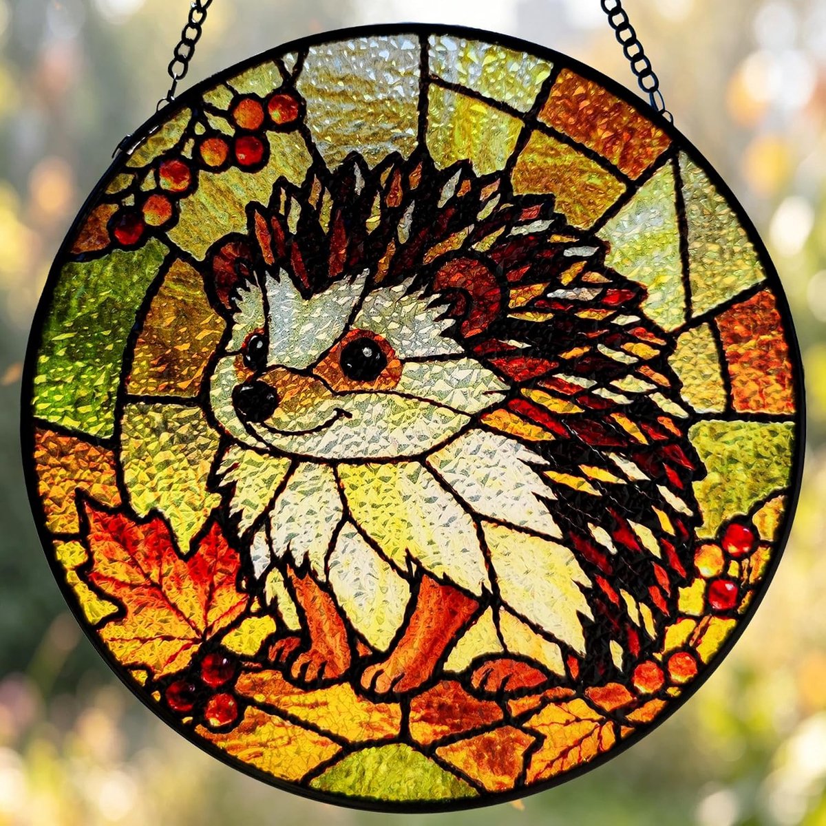 Gebrandschilderd glas Suncatcher, schattig bos dier venster opknoping, herfst egel decor bos dier wilde dieren kunst, natuurliefhebber tuinieren cadeau