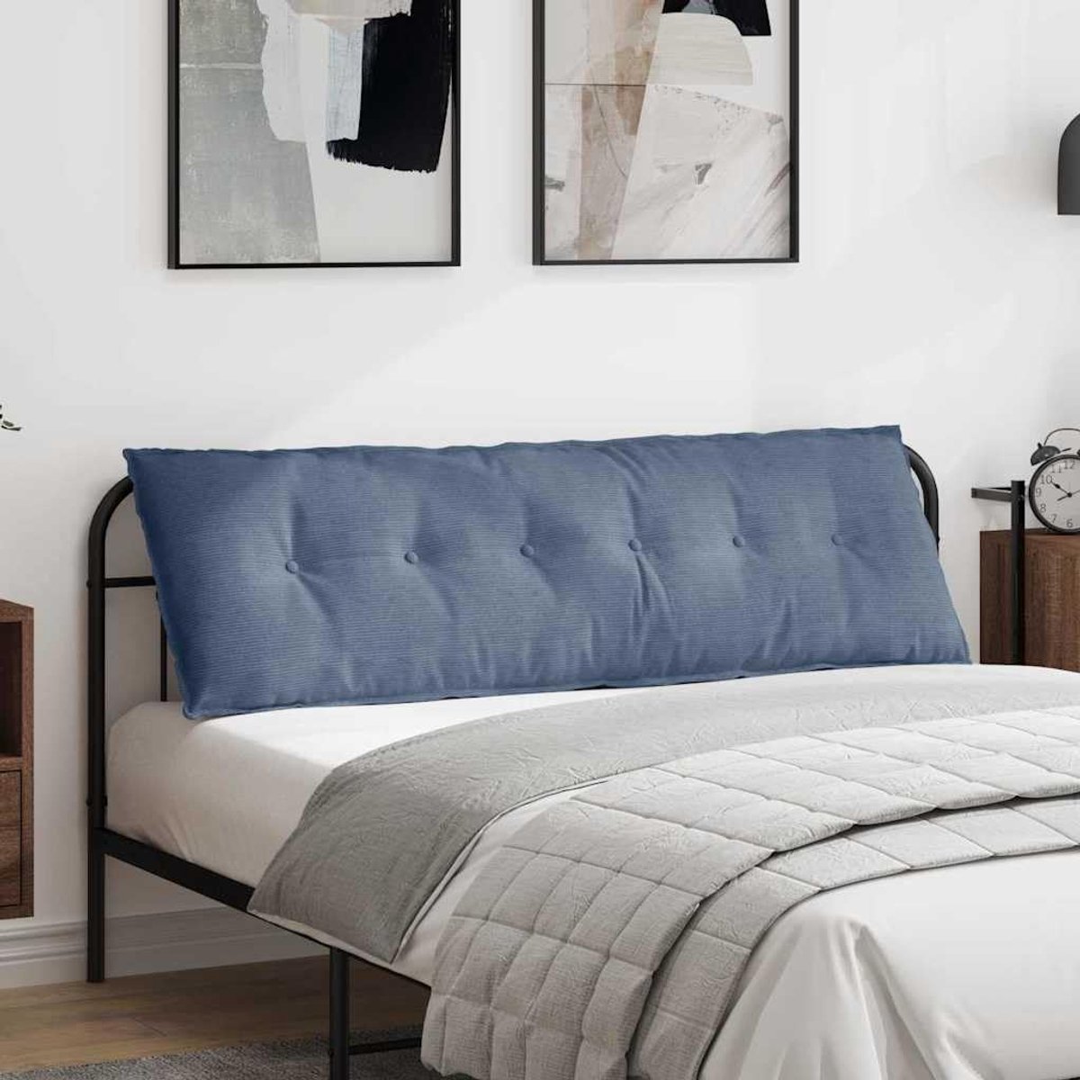 Blauw, 160 x 50 cm, corduroy, modern rugkussen voor bank en bed met afneembare overtrek en ritssluiting, rechthoekige vorm van fluweelachtig polyester corduroy,