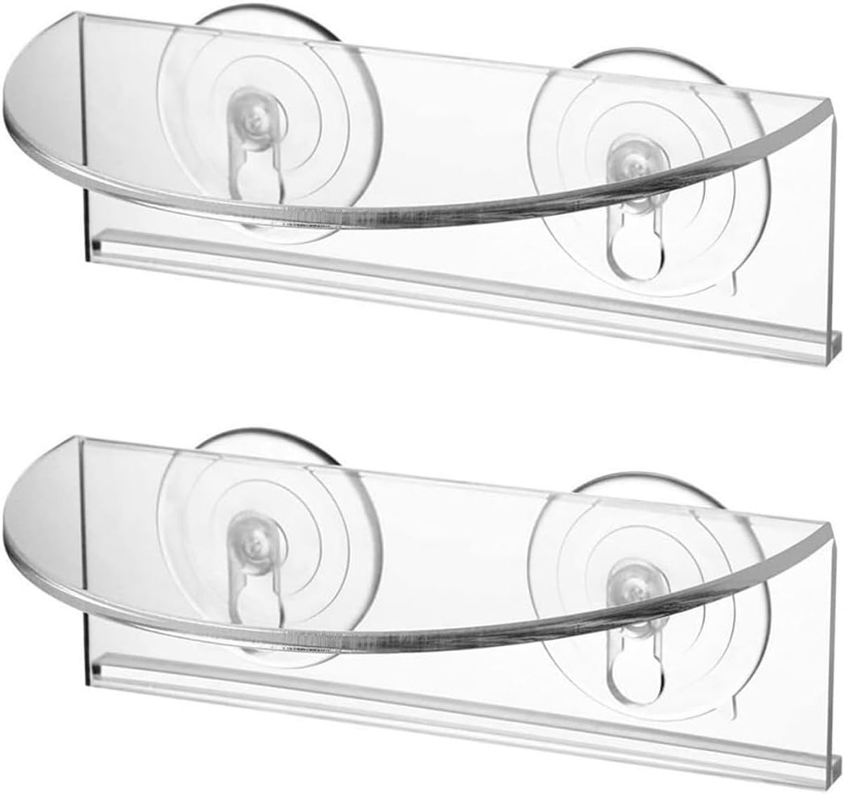 2 stuks transparante acryl zuignap raamplanken met dragende beugels voor kamerplanten, badkamer, keuken en opslag, 20 x 14 x 7 cm
