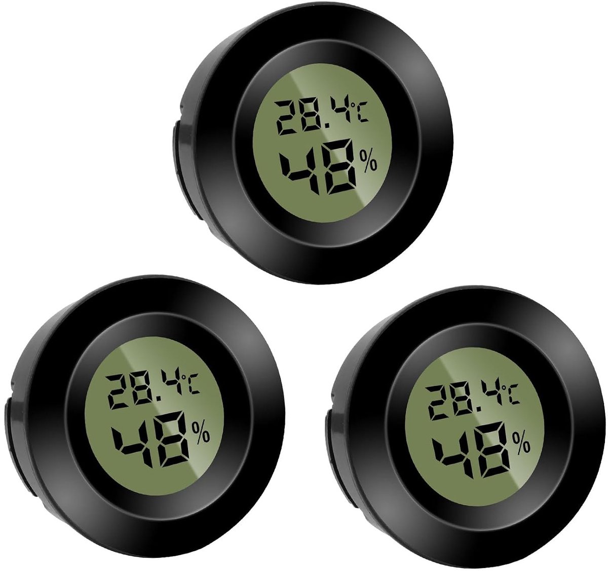 Mini-hygrometer, thermometer, rond, temperatuur, luchtvochtigheidsmeter, luchtvochtigheidsmeter, Celsius (℃) of Fahrenheit (℉) voor binnen, kantoor, woonkamer (3 stuks)