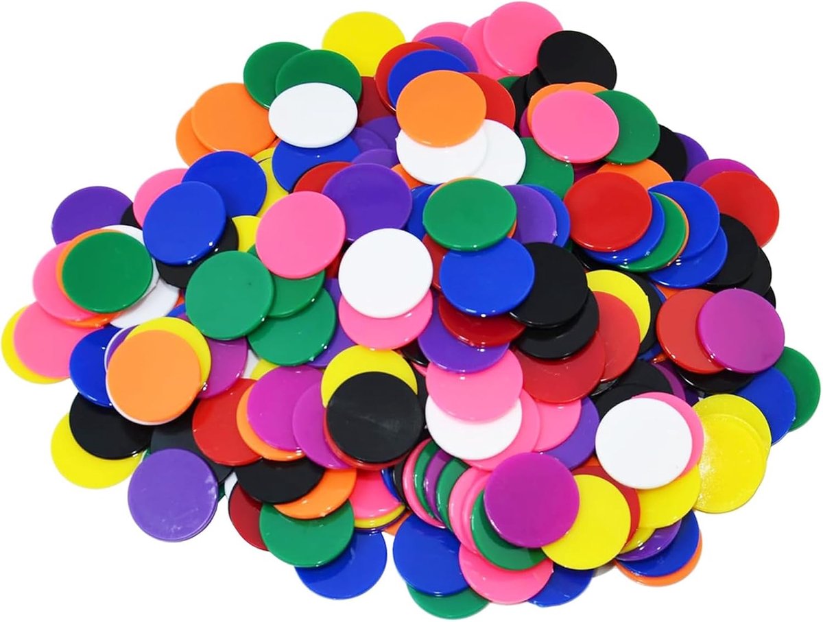 Bingo Chips, Plastic Counters for Kids, Counters For Maths, 19mm Colored Counter For Maths, for Board Games, Math, and Educational Fun