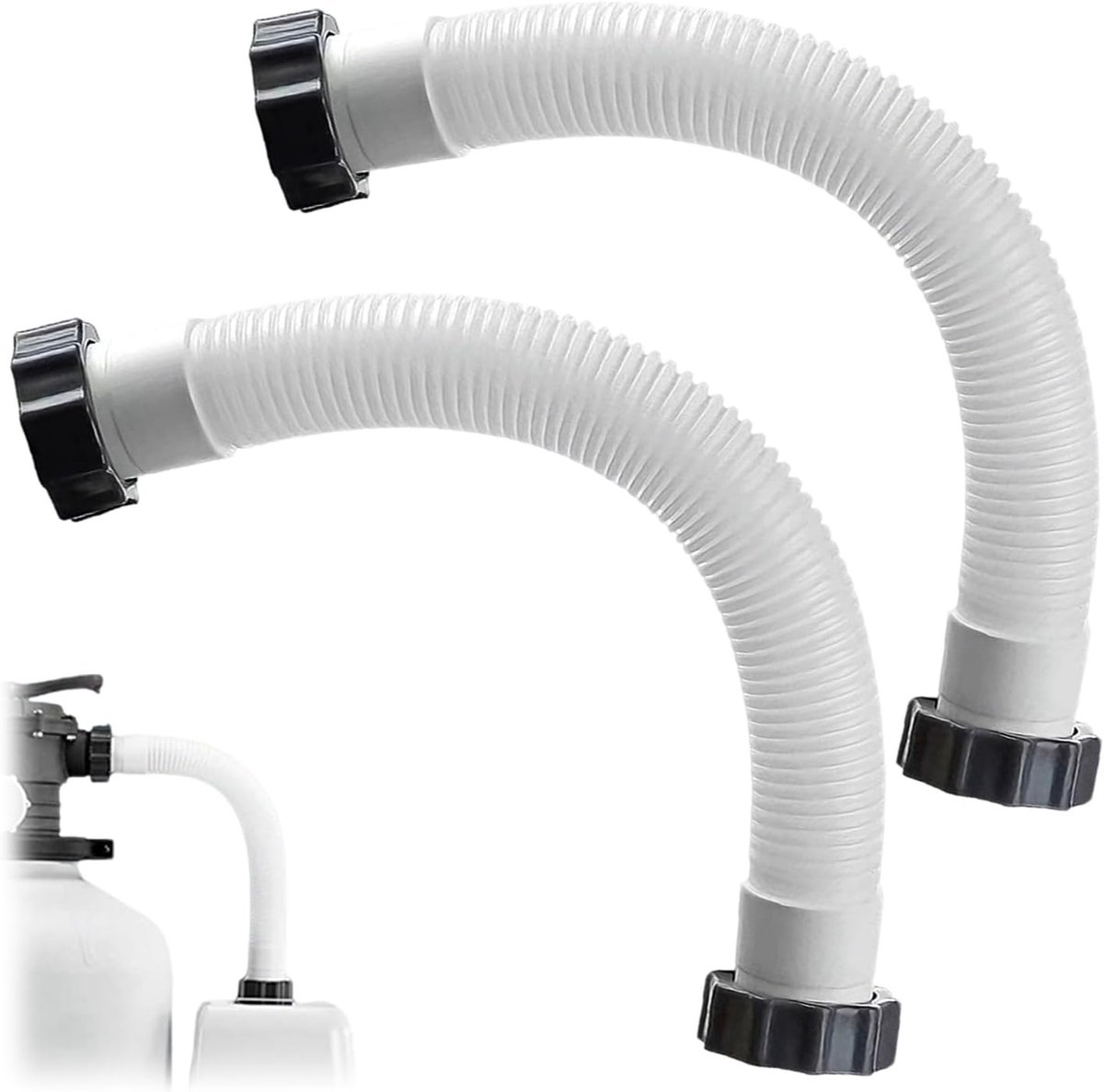 2 stuks zwembadpompslang, 40 cm, reserveslang voor zwembad, slang met moer, reinigingsslang voor Intex, voor pomp, zandfilter en zoutsysteem