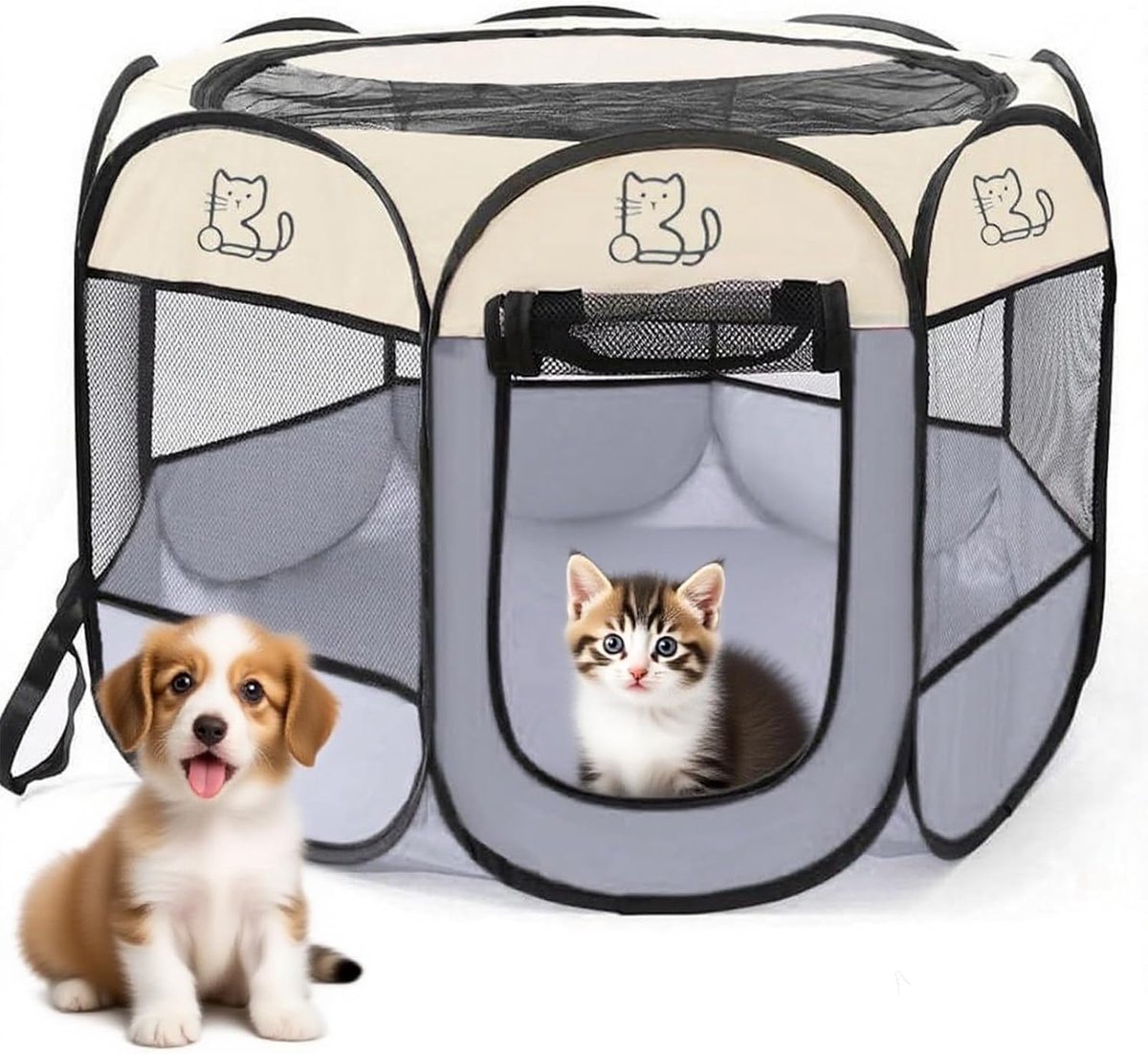 74 x 74 x 43 cm, opvouwbare box voor honden en katten, konijnenhok en konijnenverblijf, veilige ren voor kleine dieren voor woning en buiten