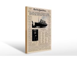 Holzschild Zeitung 30x40cm New York Times Titanic sinks