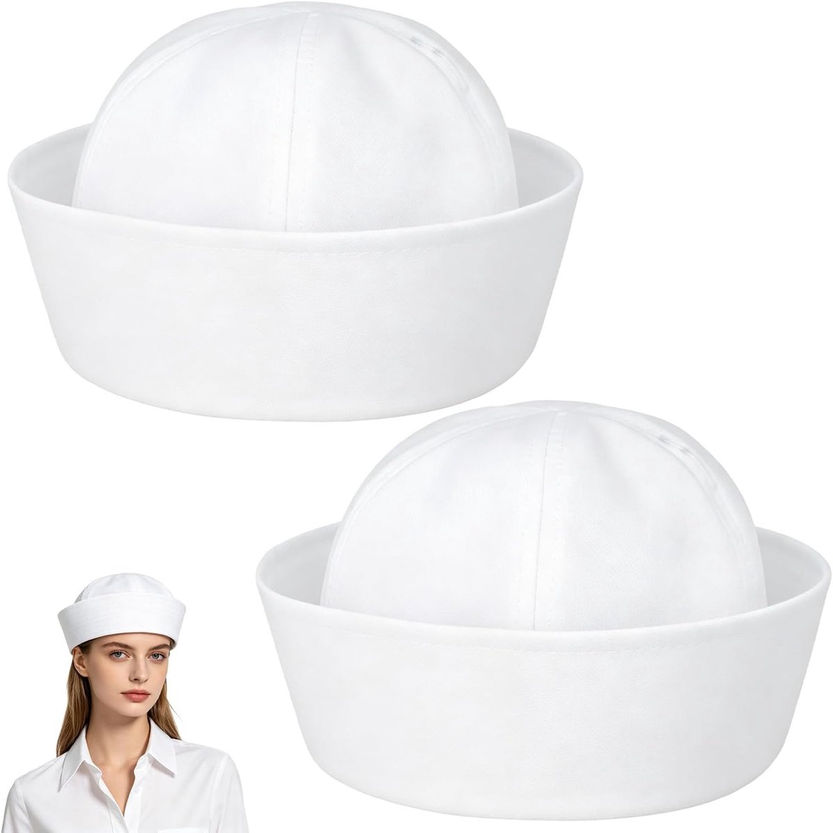 Set - 2 Stuks Nautische Kostuum Petten voor Volwassenen en Tieners - Wit - Voor Cosplay en Themafeesten