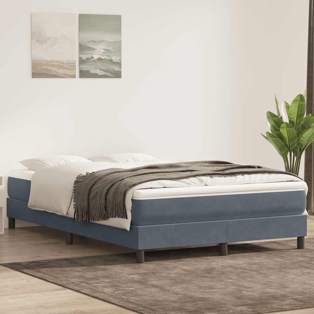 lattenbodem boxspring donkergrijs 160x210 cm
