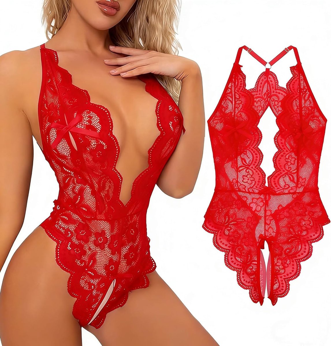 Kanten body bodysuit diepe V-hals transparant sexy lingerie teddy mesh kant lingerie 1 stuk string body sexy negligé nachtkleding lingerie voor vrouwen Valentijnsdag huwelijksreis