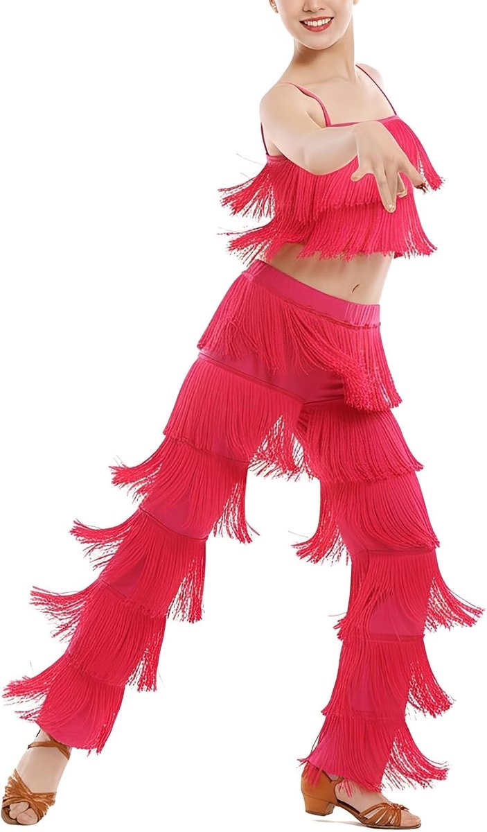 Latin Tassel Dance top en broek 2 delige sets voor Ballroom Rumba Tango Salsa