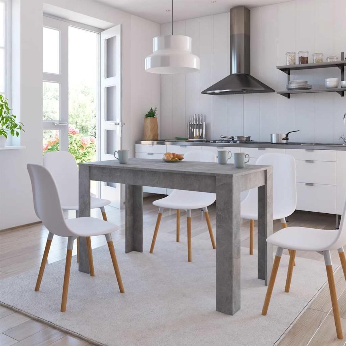Hout Eettafel Strak ontwerp 120x60x76 cm betongrijs