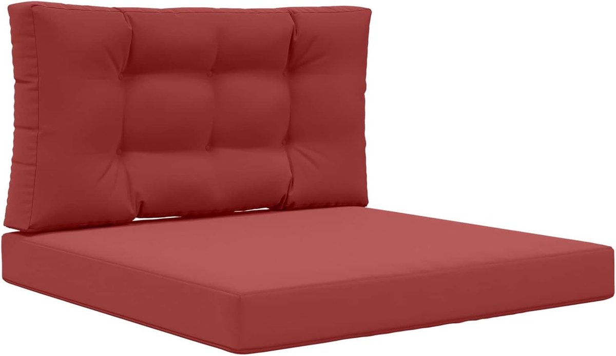 Set van 2 bankkussens wijnrood van polyester voor buiten, ondersteunende schuimvulling met veerkracht, veelzijdig voor tuin, terras, balkon, onderhoudsvriendelijk design