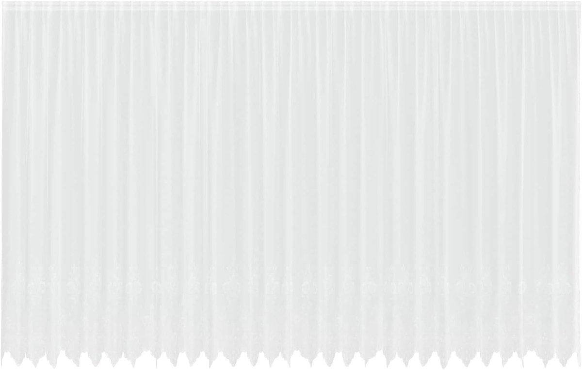 Bloemengordijn, wit, polyester, 300 x 750 cm, lichtdoorlatend, inkijkbescherming voor woonkamer, slaapkamer, kantoor