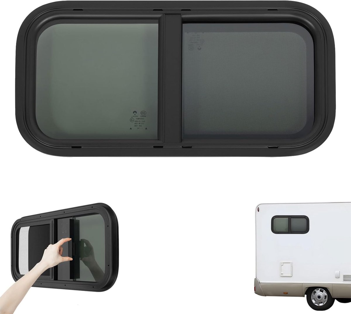 Zijraam, getint schuifraam met insectenbescherming, caravanraam, camper, raam, caravanraam, caravanraam, zijraam, 700 x 400 mm