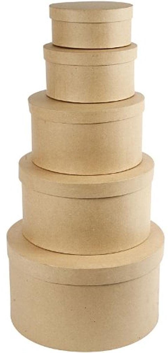 Papier-maché, rond, 35,5 cm, beige, 5 stuks