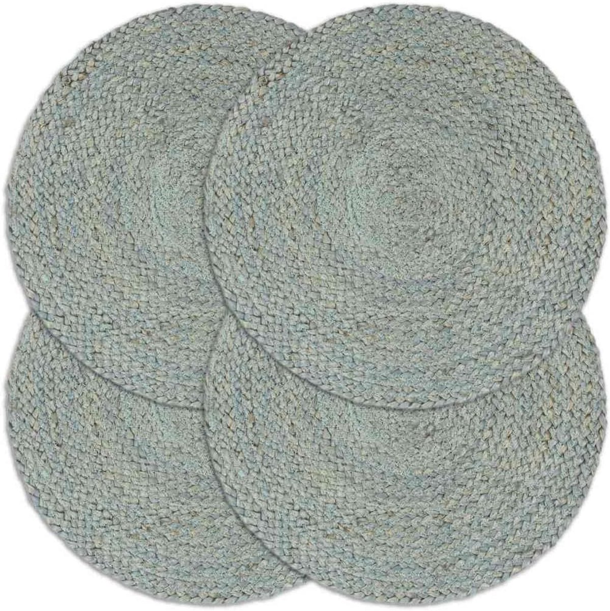 Placemats, set van 4, olijfgroen, placemats, rond, van jute, tafelonderlegger voor eetkamer, keukentafel, decoratie, 38 cm