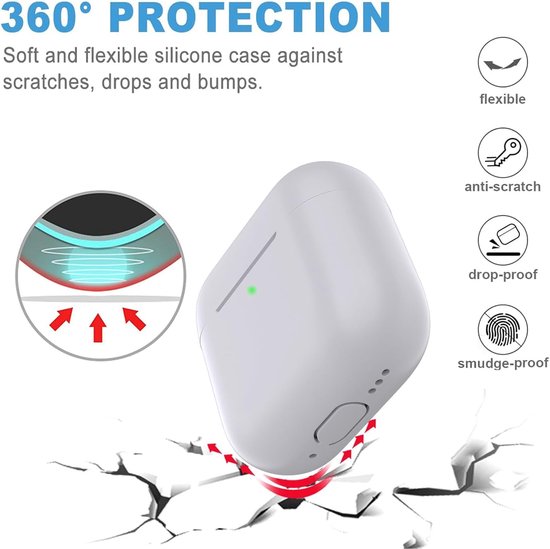 hoes voor Airpods 4, dun beschermend Silicone Case voor AirPods 4th 2024 (USB-C) Skin Front LED zichtbaar siliconen hoesje, Grijs — afbeelding 2