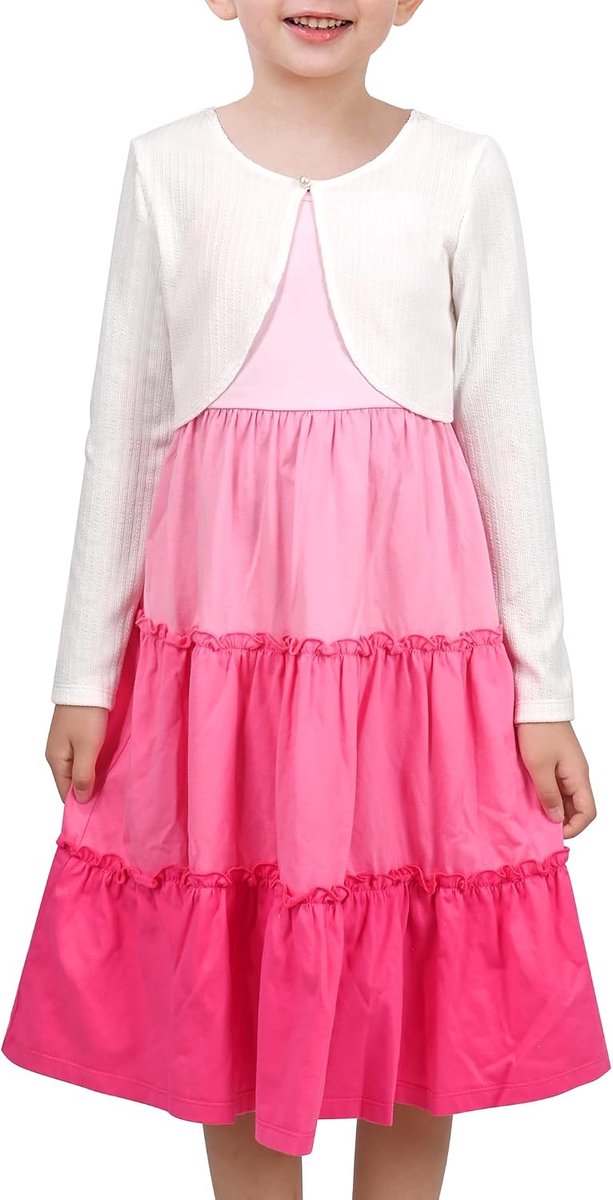 2 stuks Meisjes Moe Jurk Bolero Haal je schouders op Bijgesneden Vest Partij Prinses 4-8 jaar