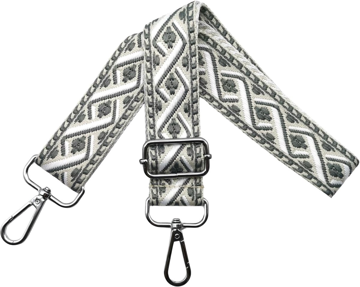 Schouderriem voor het wisselen, schouderriem voor tas, verstelbare tasriem, breedte 3,8 cm, met zilveren karabijnhaak, schouderriem, draagriem voor handtassen, kleurrijk, R