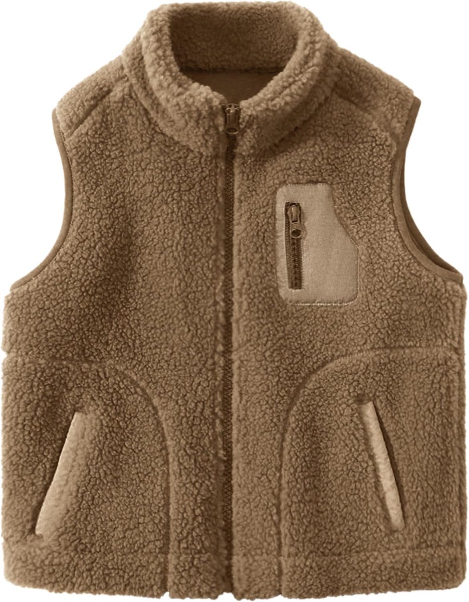 polarfleece vest voor kinderen, opstaande kraag, ritssluiting, mouwloos, jas, ouder-kind, herfst, winter, bovenkleding met zakken